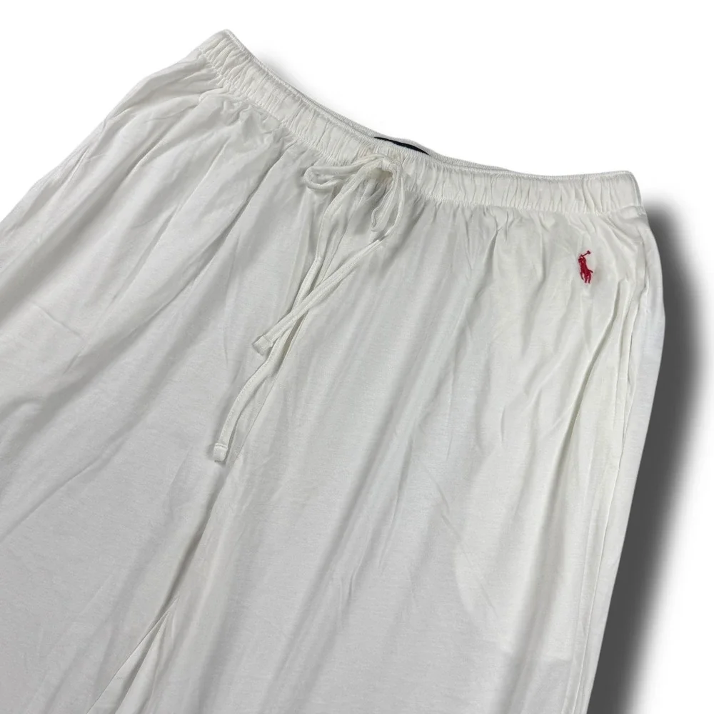 NWOT Polo Ralph Lauren Mens Pajama Lounge Pants Size Small S White Cotton